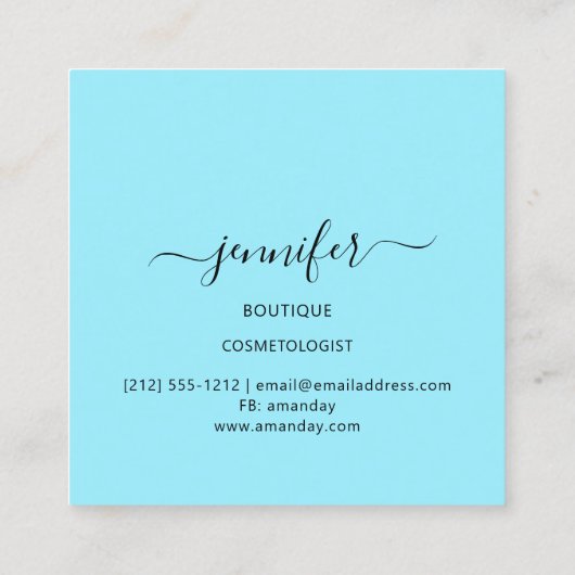 ファッションピンクフローラブティックロゴパステルブルー スクエア名刺 (裏面)