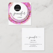 ファッションピンクフローラブティックロゴ金ゴールド スクエア名刺 (正面/裏面)