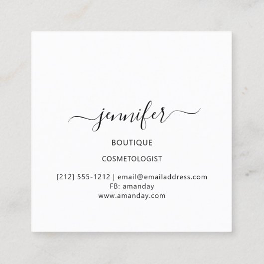 ファッションピンクフローラブティックロゴ金ゴールド スクエア名刺 (裏面)