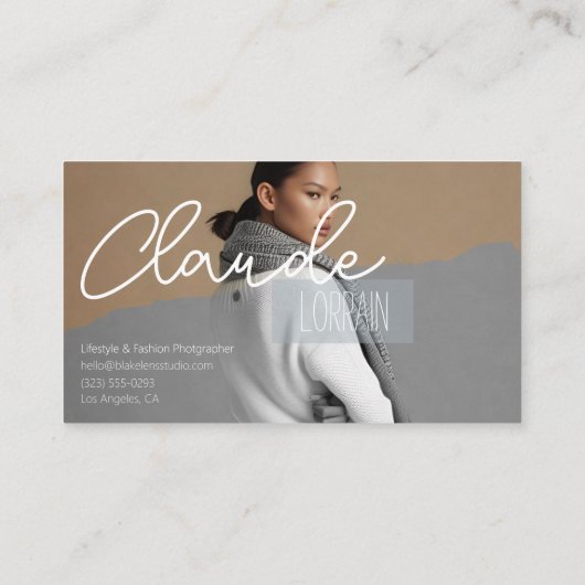 ファッションフォトグラファーのフルフォトバックグラウンド 名刺 (裏面)