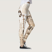 ファッションフォワードヴィンテージ新聞プリントレギンス レギンス (右)