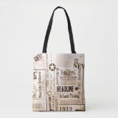 ファッションフォワードヴィンテージ新聞プリント トートバッグ (正面)