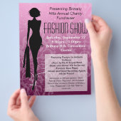 ファッションフライヤーを表示、ピンクのシルエット旋回 チラシ (手)