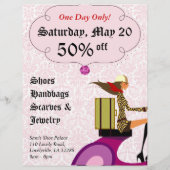 ファッションフライヤースクーター女性ピンクダマスク2 チラシ (裏面)