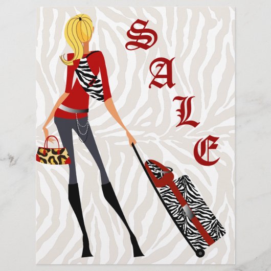 ファッションフライヤーゼブラハンドバッグスーツケースレッドタン チラシ (正面)