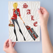 ファッションフライヤーゼブラハンドバッグスーツケースレッドタン チラシ (手)