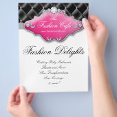 ファッションフライヤーヘアサロンサテンダイヤモンドブラックピンク チラシ (手)