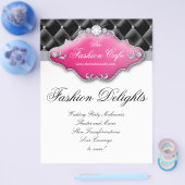 ファッションフライヤーヘアサロンサテンダイヤモンドブラックピンク チラシ (シングル)