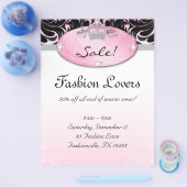 ファッションフライヤーヘアサロンジュエリークラウンピンク チラシ (シングル)