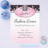 ファッションフライヤーヘアサロンジュエリーゼブラボーピンク チラシ (シングル)