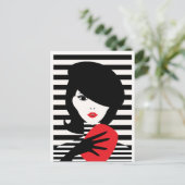 ファッションフランスのスタイリッシュファッションイラストレーション ポストカード (スタンド正面)