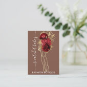 ファッションフローラブラウン金ゴールドロゴQRスタイリスト体 名刺 (スタンド正面)