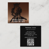 ファッションフローラブラック金ゴールドロゴQRスタイリスト体 スクエア名刺 (正面/裏面)