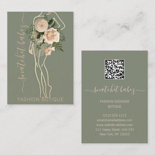 ファッションフローラロゴQRスタイリスト体ブティック 名刺 (正面/裏面)