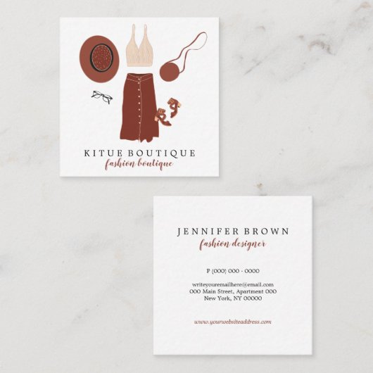 ファッションブティックアパレルアクセサリーカスタム スクエア名刺 (正面/裏面)