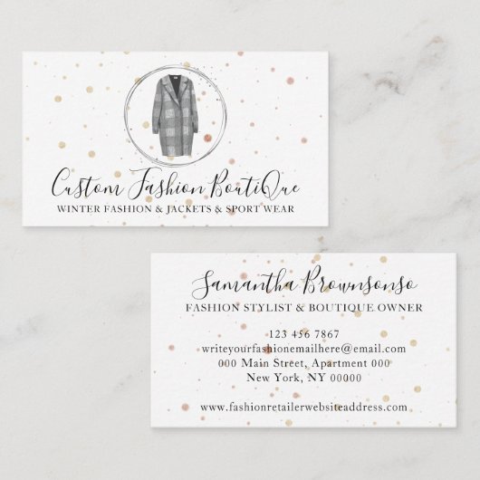 ファッションブティックグレープレイドジャケット 名刺 (正面/裏面)