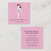 ファッションブティックコーディネーターピンク スクエア名刺 (正面/裏面)