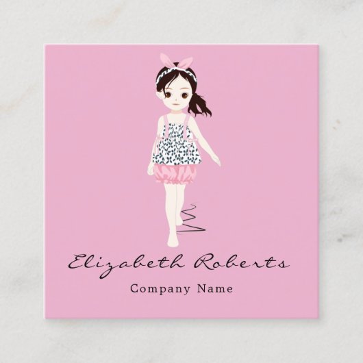 ファッションブティックコーディネーターピンク スクエア名刺 (正面)
