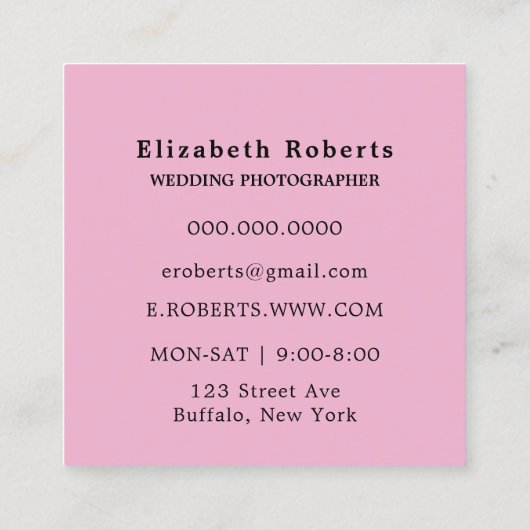 ファッションブティックコーディネーターピンク スクエア名刺 (裏面)