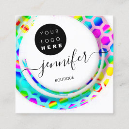 ファッションブティックショップロゴマーメイドピンク スクエア名刺