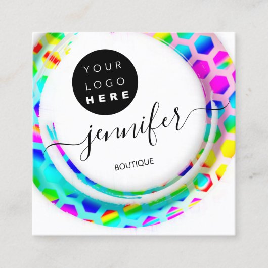 ファッションブティックショップロゴマーメイドピンク スクエア名刺 (正面)