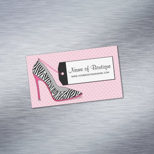 ファッションブティックピンクブラックゼブラプリントシューズ マグネット名刺 (インサイチュ)