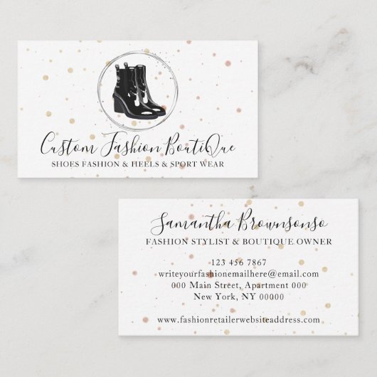 ファッションブティックブラックウィンターシューズ 名刺 (正面/裏面)