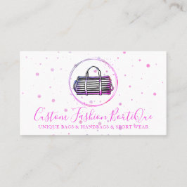 ファッションブティック水玉模様ピンクトートバッグ 名刺