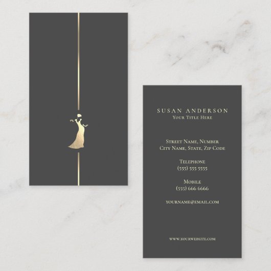 ファッションブティック金ゴールドドレスロゴ名刺 名刺 (正面/裏面)