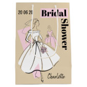 ファッションブライドニュートラルグループブライダルシャワー媒体 ミディアムペーパーバッグ (裏面)