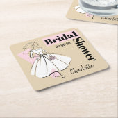 ファッションブライドニュートラルブライダルシャワーコースター スクエアペーパーコースター (アングル)