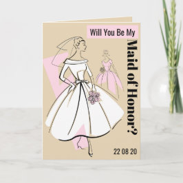 ファッションブライドニュートラル私のメイド・オブ・オーナー(花嫁付き添い人)文字ベージュ 招待状