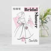 ファッションブライドピンクグループブライダルシャワーの招待 招待状 (スタンド正面)
