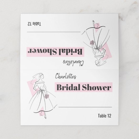 ファッションブライドピンクブライダルシャワー座席表 プレイスカード (外部開封)