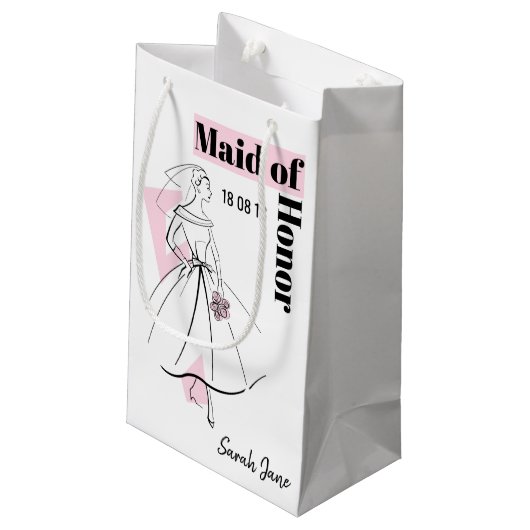 ファッションブライドピンクメイド・オブ・オーナー（花嫁付き添い人）抱き枕小 スモールペーパーバッグ (裏面アングル)