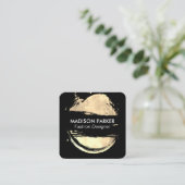 ファッションブラシ付き金ゴールドとブラック スクエア名刺 (スタンド正面)