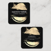 ファッションブラシ付き金ゴールドとブラック スクエア名刺 (正面/裏面)