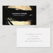 ファッションブラシ付き金ゴールドとブラック 名刺 (正面/裏面)