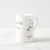 ファッションブリーズピンク文字マグボーン中国 ボーンチャイナマグカップ (正面右)