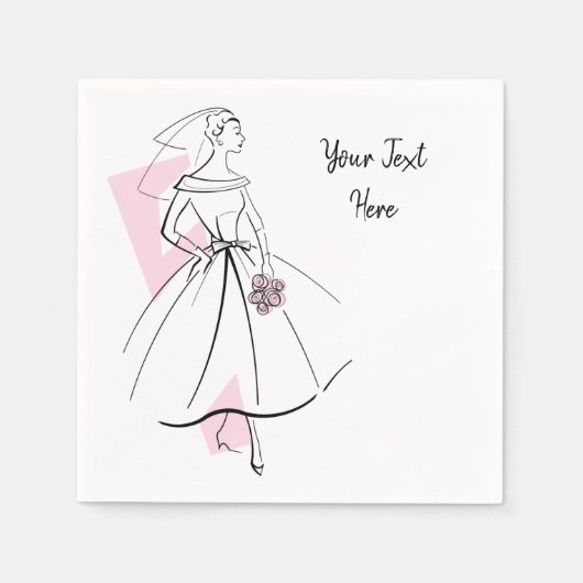 ファッションブリーズピンク文字紙ナプキン スタンダードカクテルナプキン (正面)