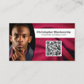 ファッションブルゴーニュカスタムー生地フォトQRコード 名刺 (正面)