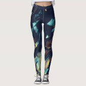 ファッションブルーユニークグリーン抽象芸術パターンの女性 レギンス (正面)