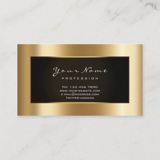 ファッションブロガー枠ブラックフレーム金ゴールドルクス 名刺 (裏面)