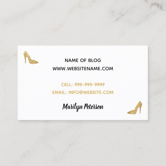ファッションブロガー金ゴールドセクインハイヒールGlam エレガント 名刺 (裏面)