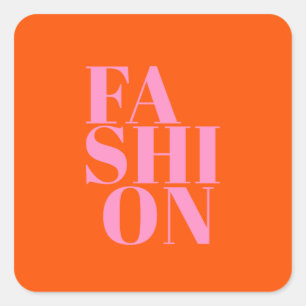 ファッションプリントオレンジ及びピンク名門私立校風のデコモダンール スクエアシール