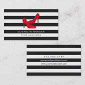 ファッションホットレッドハイヒールシューズクラシック-ストライプ 名刺 (正面/裏面)