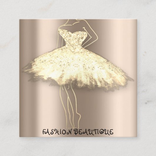 ファッションボエティクカスタムドレスQRロゴバラ赤面 スクエア名刺 (正面)