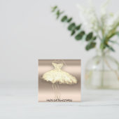 ファッションボエティクカスタムドレスQRロゴバラ金ゴールド スクエア名刺 (スタンド正面)