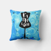 ファッションマネキンスタンドブルーレトロヴィンテージ クッション (裏面)