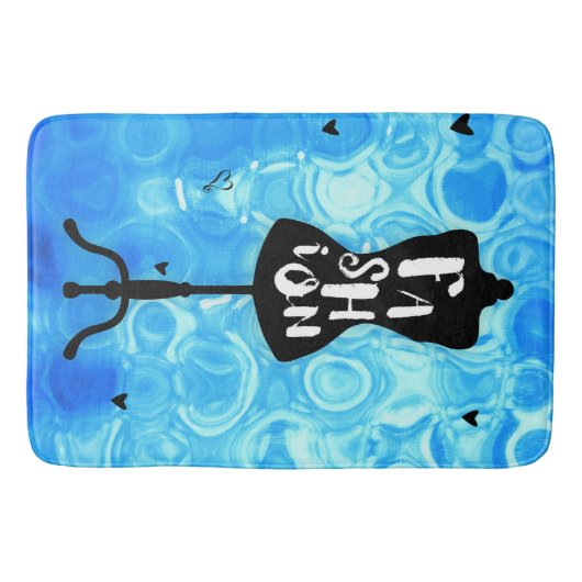 ファッションマネキンスタンドブルーレトロヴィンテージ バスマット (正面)